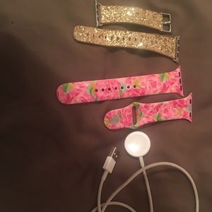 Lily Pulitzer and sparkly gold Apple Watch series1